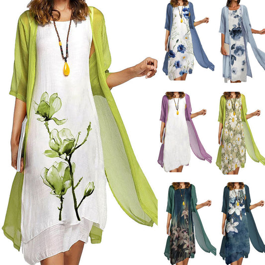 🌸Rochie costum pentru femei din două piese cu imprimeu floral