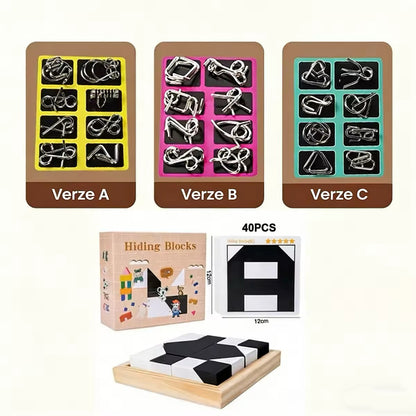 🧠 Vzdělávací intelektuální hračky IQ Toys, kovové hlavolamy Brain teaser