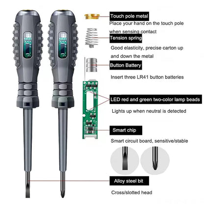 Detector de electricitate cu șurubelniță magnetică puternică cu cuplu ridicat 2-in-1