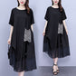 Rochii lejere de femei cu gât rotund Patchwork Loose Rochii