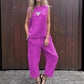 ✨Confortabil și respirabil💟Ținuta de damă din 2 piese Top lejer fără mâneci și pantaloni lungi