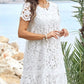 💃Rochie florală albă cu decupaj elegant - Mărime mare