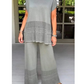 Set de două piese de culoare solidă pentru femei, cu mânecă scurtă și pantaloni