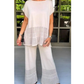 Set de două piese de culoare solidă pentru femei, cu mânecă scurtă și pantaloni