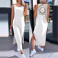 Rochie de culoare solidă de lungime medie pentru femei, cu design decupat în spate