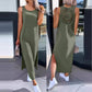 Rochie de culoare solidă de lungime medie pentru femei, cu design decupat în spate