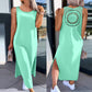 Rochie de culoare solidă de lungime medie pentru femei, cu design decupat în spate