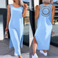 Rochie de culoare solidă de lungime medie pentru femei, cu design decupat în spate