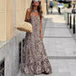 Rochie lungă sexy fără bretele cu imprimeu leopard