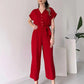 💖Femeii V-Neck cu mânecă scurtă Casual Jumpsuit