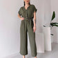 💖Femeii V-Neck cu mânecă scurtă Casual Jumpsuit