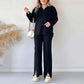 Set din două piese pentru femei Comfort Ribbed Knit Slit