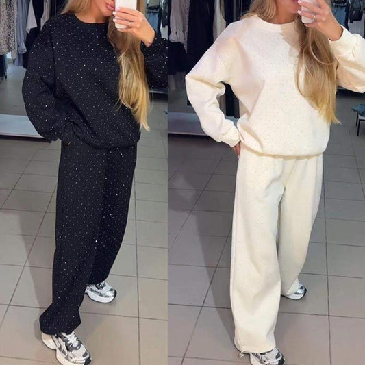 ✨Hanorac casual cu gât rotund și pantaloni de jogging pentru femei, set din 2 piese