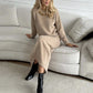 Pulover elegant confortabil pentru femei cu set de fustă evazată