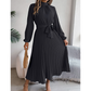 Rochie midi pentru femei cu talie înaltă, pliuri și curea