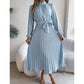 Rochie midi pentru femei cu talie înaltă, pliuri și curea