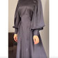 Rochie plisată cu mânecă lungă și talie de cravată pentru femei