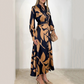💕Belted Lapel Long Sleeve Printed Rochii pentru femei💃