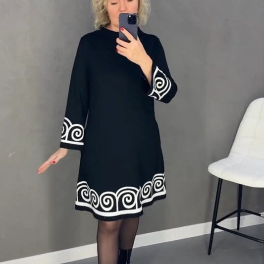 📦Livrare gratuită📦Rochie cu mânecă lungă cu model abstract