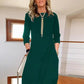 【S-4XL】💖Rochie casual de culoare solidă pentru femei cu gât rotund și buzunare