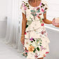 🌸 Rochie în cascadă cu imprimare florală în mai multe plante