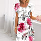 🌸 Rochie în cascadă cu imprimare florală în mai multe plante