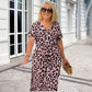 💃Rochie cu imprimare de leopard și gât în V