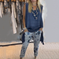🌸 Top fără mâneci pentru femei  +Pantaloni imprimați Set din două piese