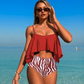 Femeii Sexy Ruffle talie înaltă două piese Bikini Set