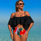 Femeii Sexy Ruffle talie înaltă două piese Bikini Set