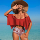 Femeii Sexy Ruffle talie înaltă două piese Bikini Set