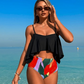 Femeii Sexy Ruffle talie înaltă două piese Bikini Set