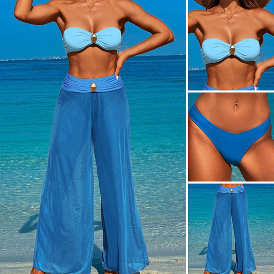 Costum de baie 3 piese pentru femei -  Top + Bottoms și pantaloni scurți de plajă 🌊
