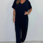 【S-3XL】💖V-neck culoare solidă costum liber