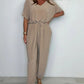 【S-3XL】💖V-neck culoare solidă costum liber