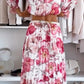 🌸Top floral cu umerii deschiși și set din două piese cu fustă maxi