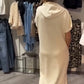 💖Rochie lungă solidă cu glugă și mâneci scurte pentru femei