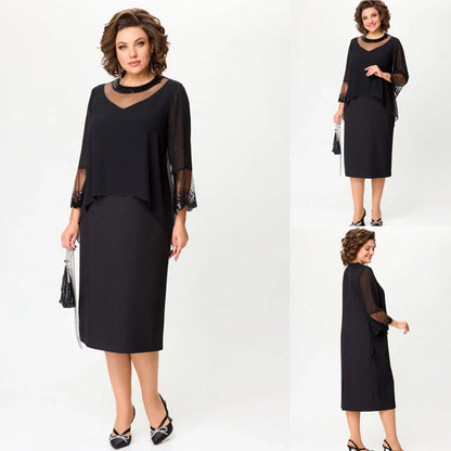 ✨Rochii elegante negre cu mânecă 3/4 pentru femei