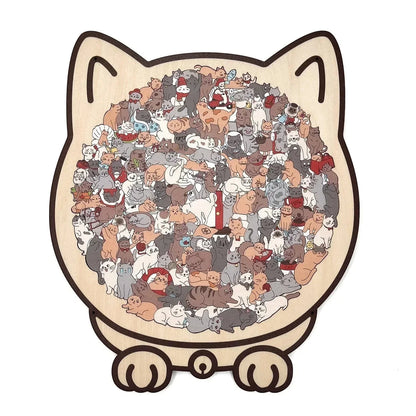 🐱🐱135dílné dřevěné puzzle ve tvaru kočky