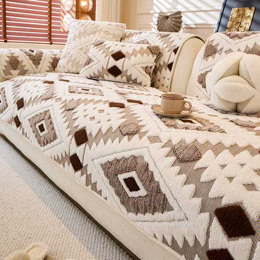 🛋️✨Moderní geometrický plyšový potah na pohovku