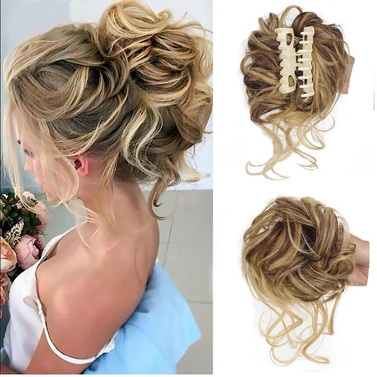 Messy bun bucată de păr, bucată de păr ondulat chignon coadă de păr pentru uzura de zi cu zi