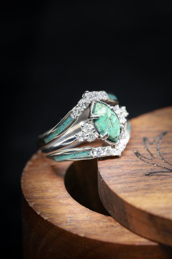 Sterling Silver Natural Turquoise Diamond Ring