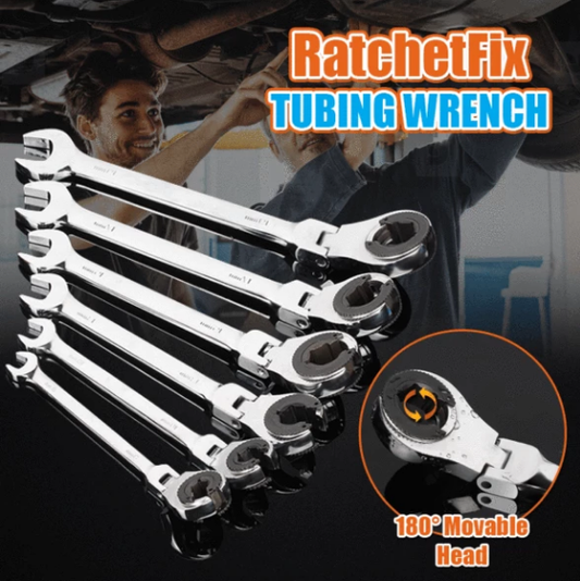 🔥Limted-Time Offer🔥Open Tubing Ratchet Wrench (Fixed Head-Flexible Head 2 IN 1)