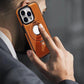 Luxury Faux piele de lux iPhone caz invizibil Stand invizibil